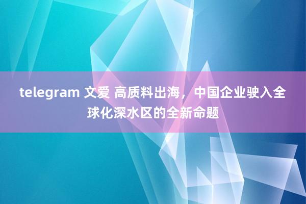 telegram 文爱 高质料出海，中国企业驶入全球化深水区的全新命题