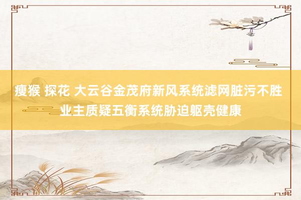 瘦猴 探花 大云谷金茂府新风系统滤网脏污不胜 业主质疑五衡系统胁迫躯壳健康