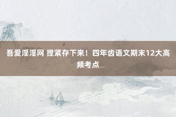 吾爱淫淫网 捏紧存下来！四年齿语文期末12大高频考点